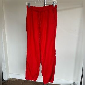Red J.Crew Linen Joggers